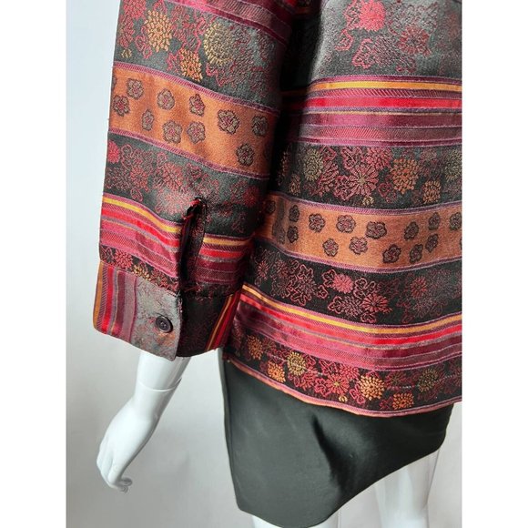 Stonebridge Womens Jacket Coat Multicolor Floral Stripe Pocket 3/4 Sleeve S - Picture 4 of 12